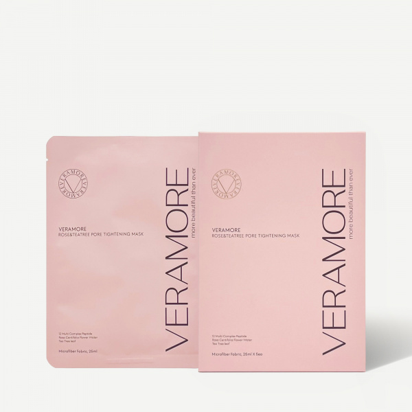 Маска для лица успокаивающая поросуживающая VERAMORE Rose&Tea Tree Pore Tightening Mask, 25 мл Маска для лица успокаивающая поросуживающая VERAMORE Rose&Tea Tree Pore Tightening Mask, 25 мл